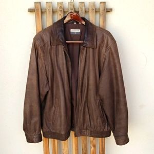 Savile Row Outerwear mens brown leather jacket size Large
